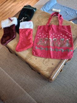 Cloth Christmas Bag & Three Stockings