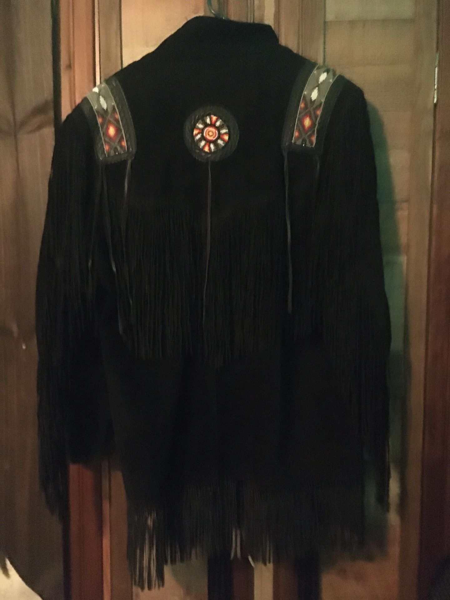 Fringe Black Leather Coat