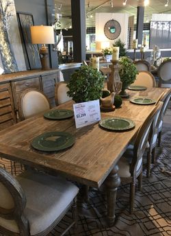 Dining table with eight chairs