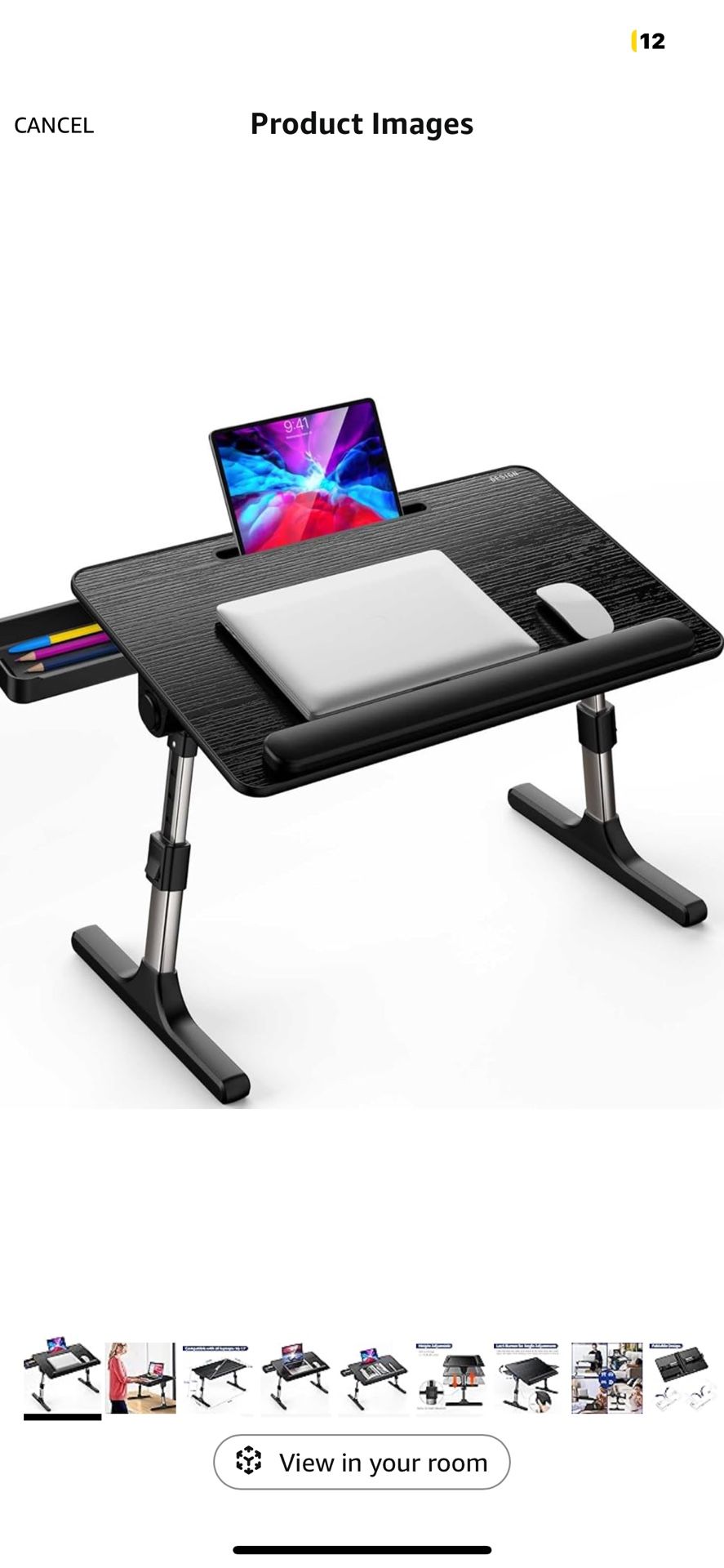 Besign LT07 Lap Desk [Extra Large], Adjustable Laptop Table, Portable Standing Bed Desk, Foldable Sofa Breakfast Tray, Notebook Computer Stand for Rea