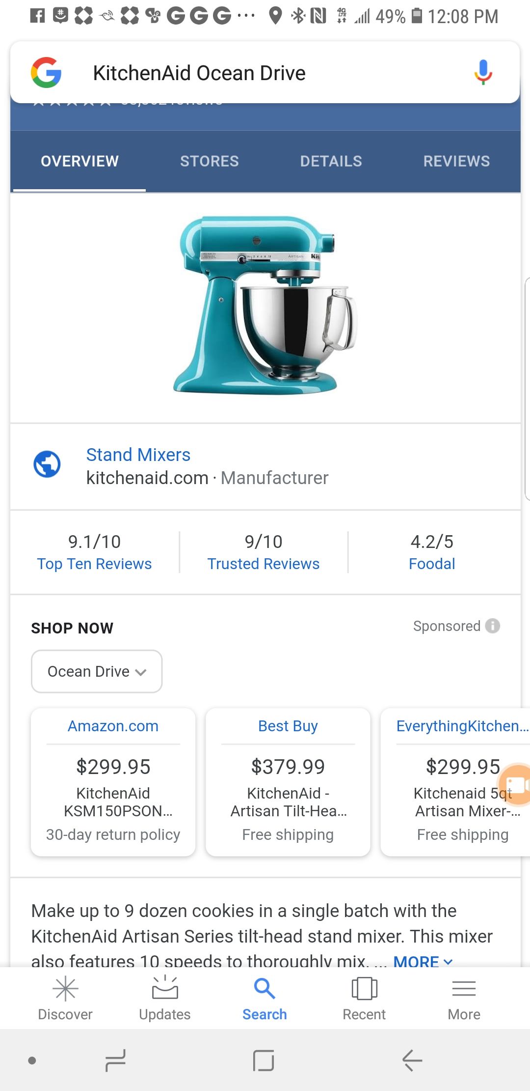 KitchenAid Artisan KSM150PS Ocean Drive color