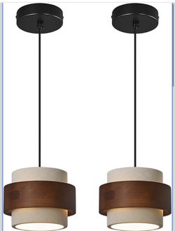 Modern Cement Pendant Light Fixture,Concrete Pendant Lights with Wood Accent,Vintage