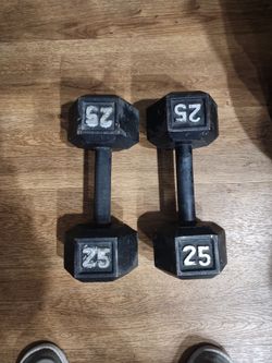 25 lb Cast Iron Hex Dumbbells Pair