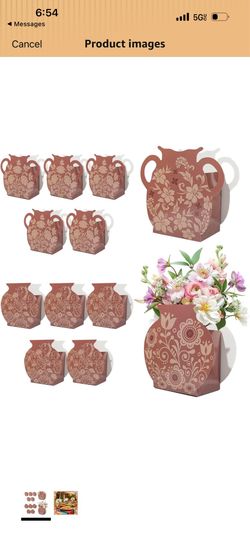 VASTRISES 12 PCS Mexican-Style Cardboard Flower Vase Gift Boxes,Cielito Lindo Party Decoration,Retro Brown Talavera-Inspired Centerpieces Terracotta C