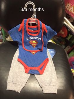 Brand new 3/6 months superman pants set