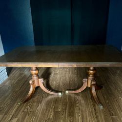 Vintage Duncan Phyfe Regency Double Pedestal Dining Table  