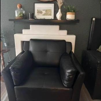 Black leather accent arm chair