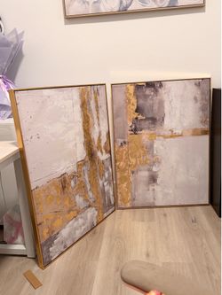 Free painting | gold and grey/black abstract design