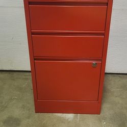 Red Bisley 3-Drawer Flush Front File Cabinet
