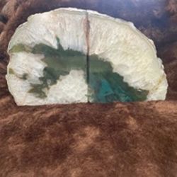 New, Large Polished Green Agate Bookend, Set 6