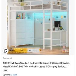 Loft Bunkbed With Dresser And Desk