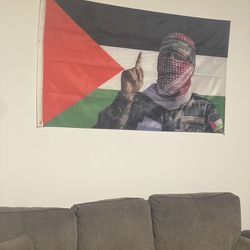 Palestine Flag with Palestine Soldier on it