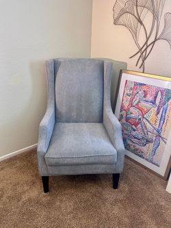 Gray Fabric Wingback Armchair