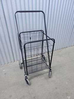Collapsible Metal Utility Shopping Cart with extra basket