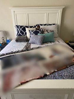 Queen Bed Frame - White Wood Panel Design