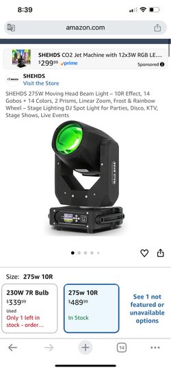 275W Moving Head Beam Light – 10R Effect, 14 Gobos + 14 Colors, 2 Prisms, Linear Zoom, Frost & Rainbow Wheel – Stage Lighting DJ Spot Light for Partie
