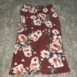 Brown Skirt  Flower Long Skirt 