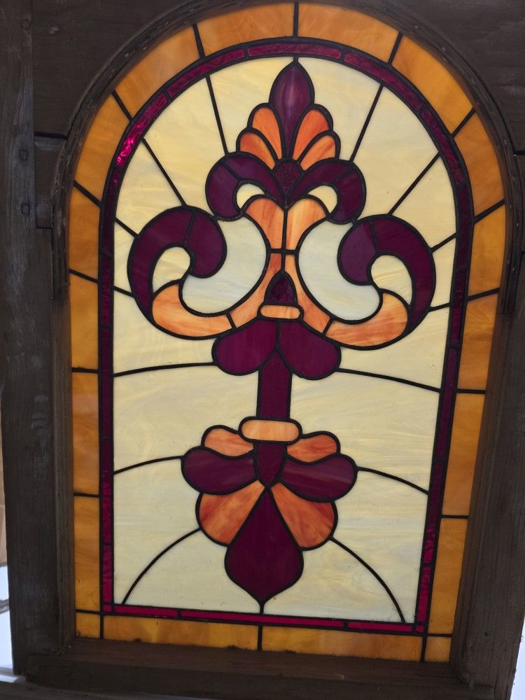Antique Stained Glass Window Hanging