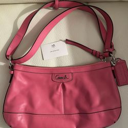 Coach Park Leather East West Convertible Purse (Punch Pink)
