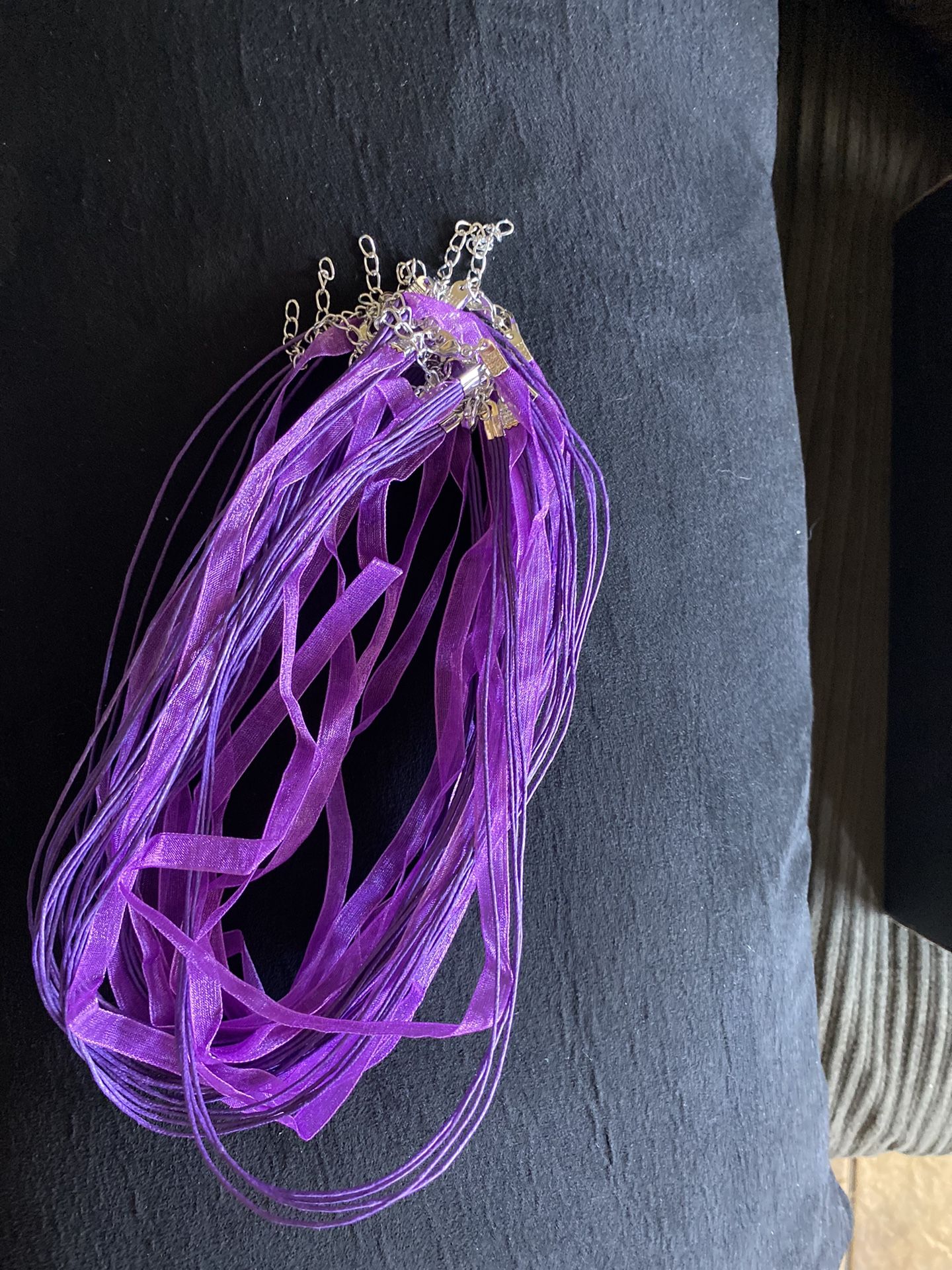 Purple Cord & Ribbon Necklaces