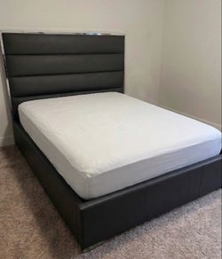 Modern Queen Upholstered Bed Frame and mattress