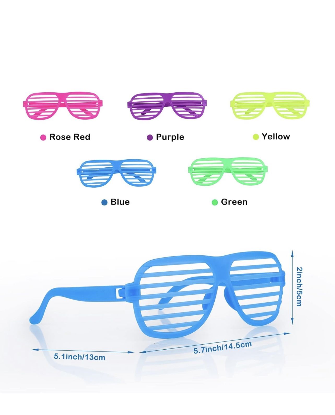 15 Pack Shutter Shades Glasses 80s Party Favors Plastic Glasses for Kids Neon Shutter Party Glasses