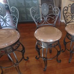 Set 3 Beautiful Iron Design High Chairs 