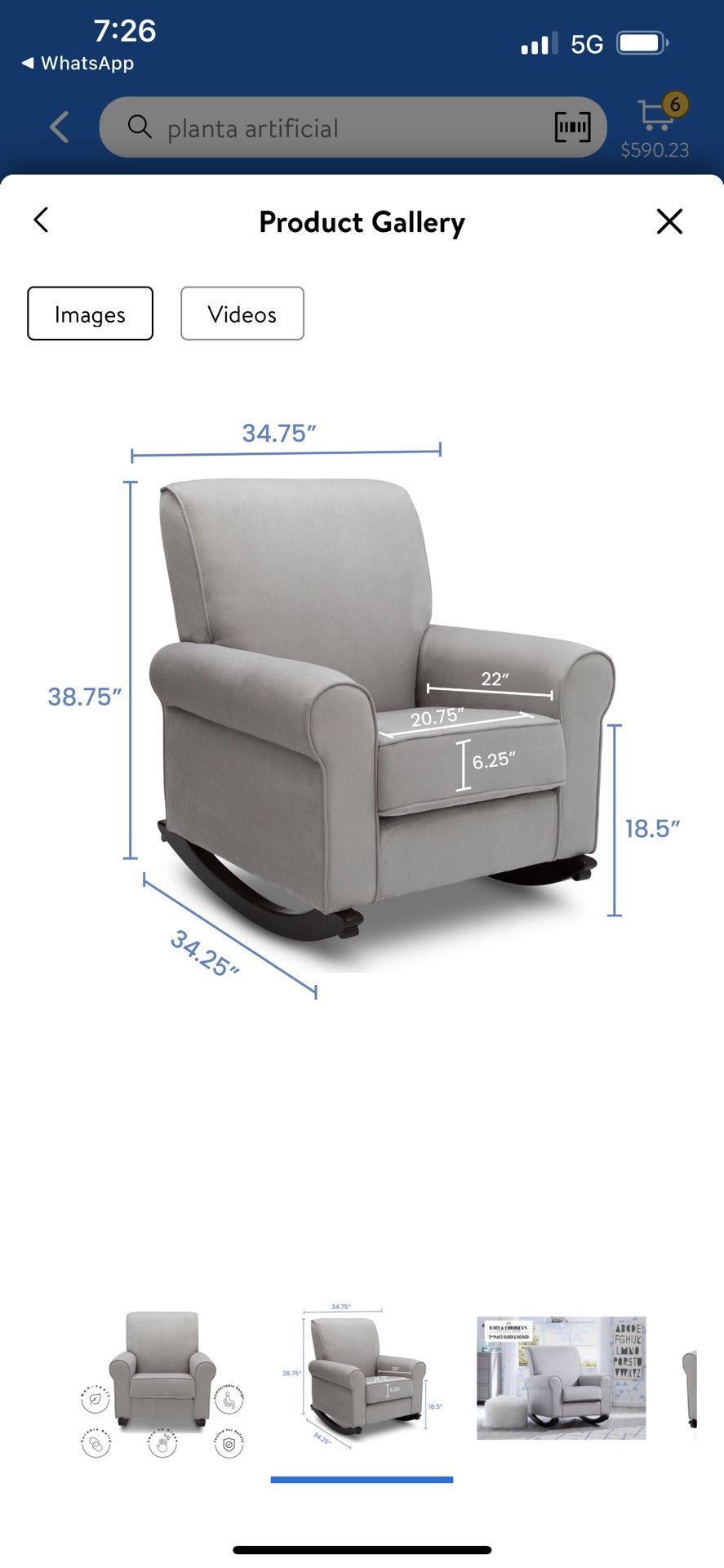 Delta Children Rowen Nursery Rocking Chair, Dove Grey $