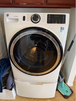 GE Front Load Washer and Dryer with Storage Compartment