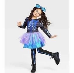 Girls Skeleton Halloween Costume with Tutu