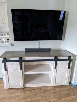 Handmade Farmhouse Style Sliding Barn Door Media Cabinet