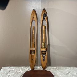 Wooden Weaving Shuttle Candle Holders