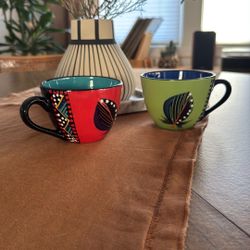 Set of 2 Hand-Painted Colorful Mugs – Cape Town, South Africa