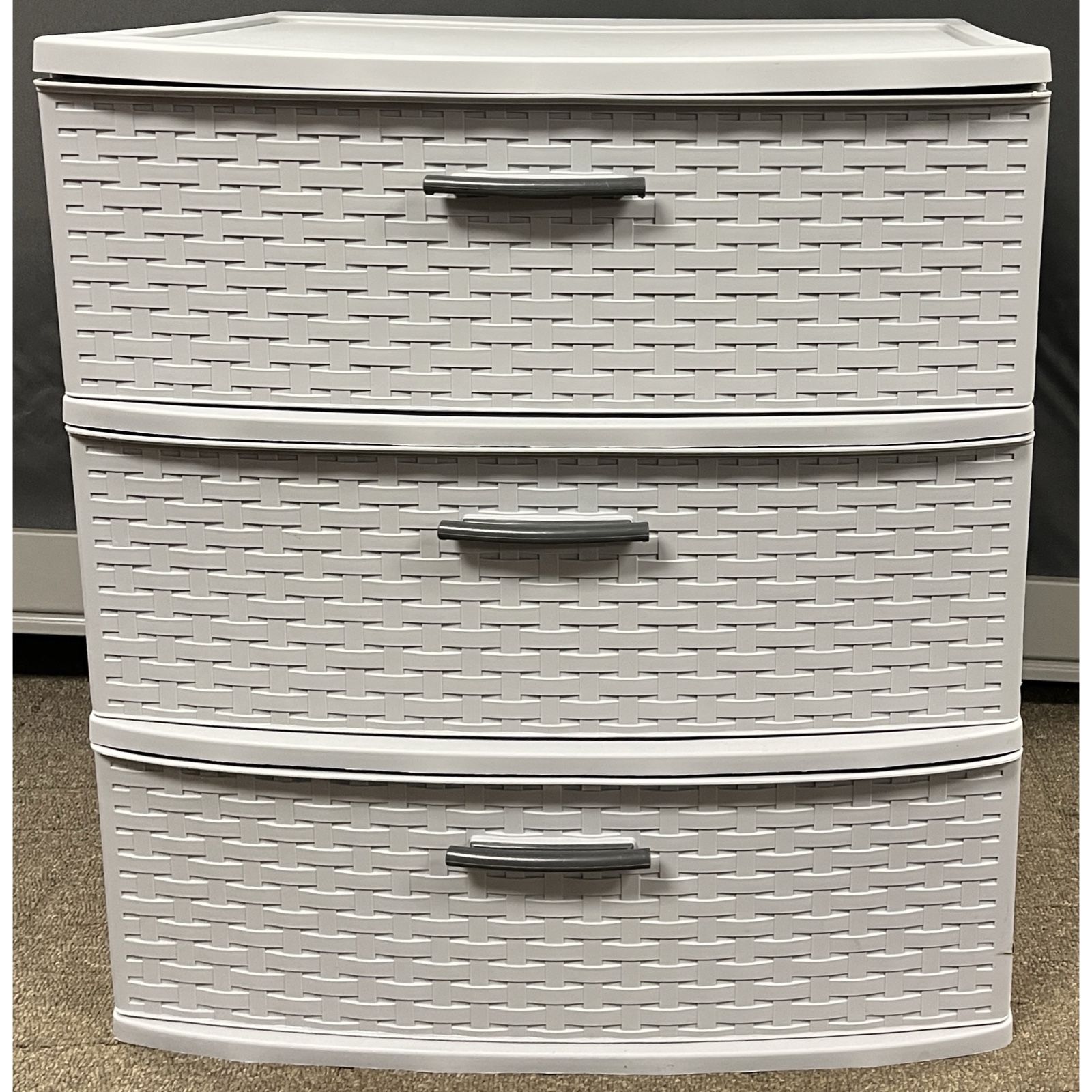 3 Drawer Plastic Storage Drawers, Gray. Storage Bin Unit