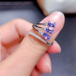 925 Sterling Silver Adjustable Purple Tanzanite Ring  RNG47