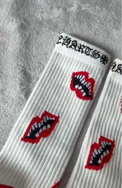 White chrome heart socks