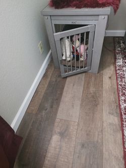 Modern Grey Wooden Dog Kennel / Indoor Dog Crate – Furniture Style