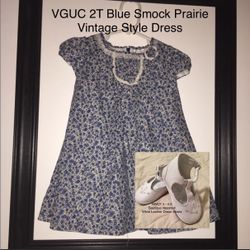 NWOT 4 - 4.5 White Leather Dress Shoes & VGUC 2T Blue Floral Smock Dress Outfit