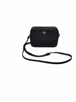 Coach Black Pebbled Leather Mini Camera Crossbody Bag Gold Hardware