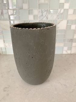 Lovely Grey Plaster Tall Pot 8.5” x 5.5”