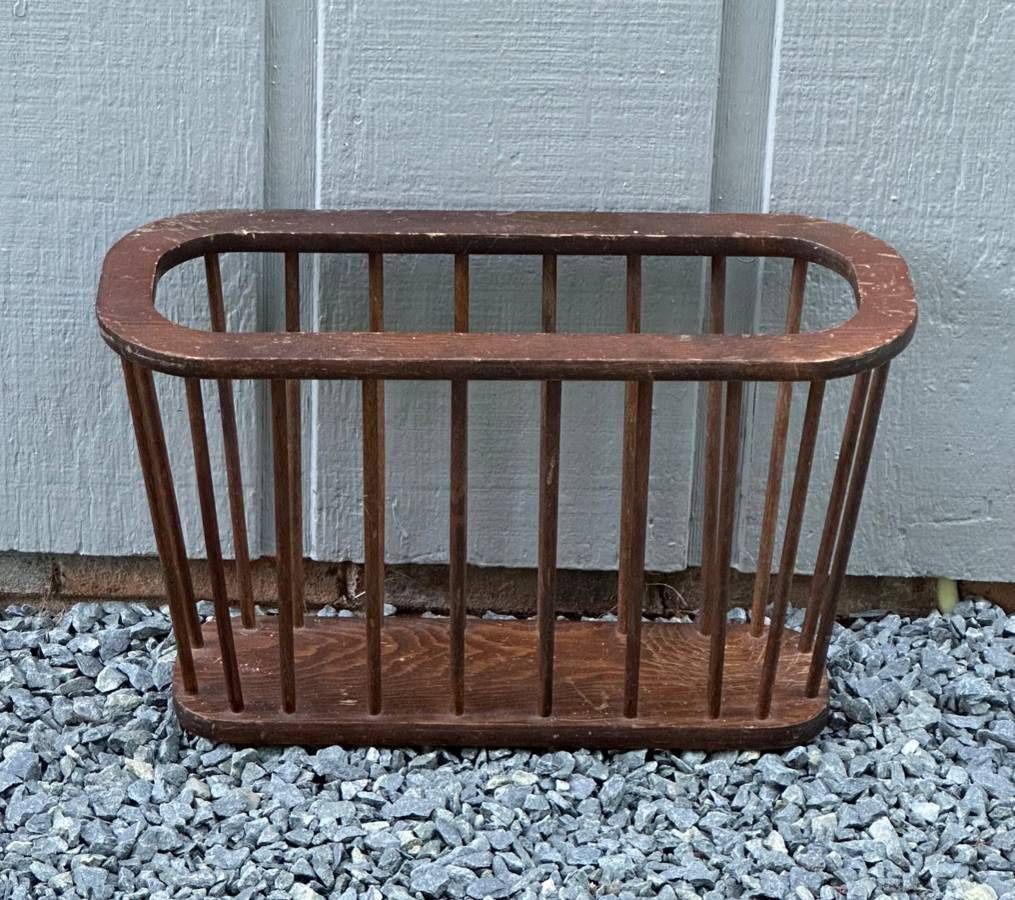Vintage 60s Mid Century Modern MCM Arthur Umanoff Style Spindle Magazine Rack Holder Organizer