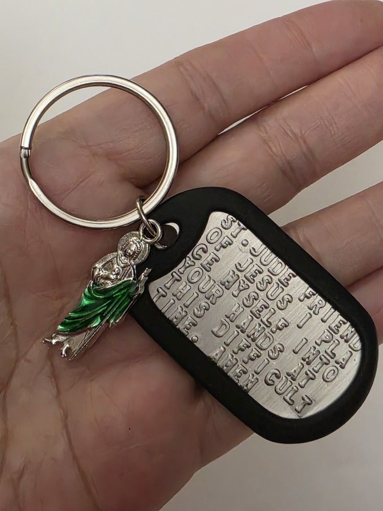 SAINT JUDE SHORT PRAYER EMBOSSED ENGRAVED KEYCHAIN