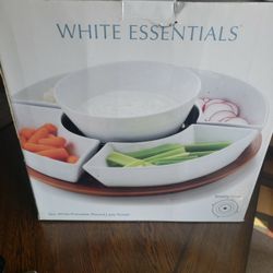 6 Pc White Porcelain Round Lazy Susan 