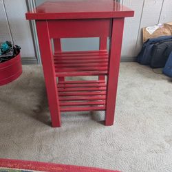 Red Table With Shelves 