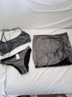 Grey metallic swimsuit Medium