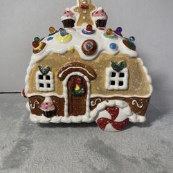 Ceramic Gingerbread Camper Light Up Christmas Village 8” Tall Battery Operated