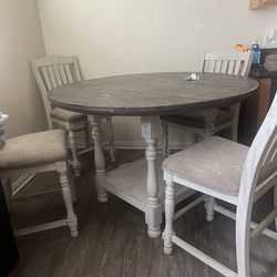 Wooden Bar Table With 4 Chairs 