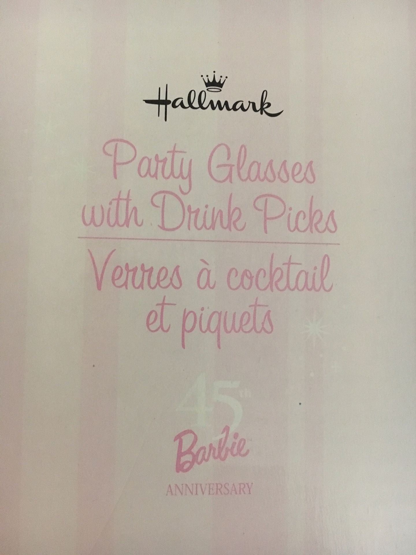 Hallmark Barbie 45th Anniversary 4 Party Martini Glasses High Heel