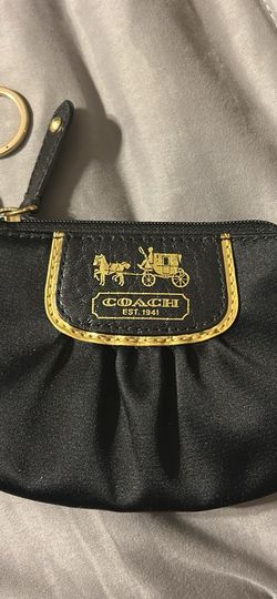 Coach Black Satin Coin Purse Keychain