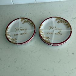 Eight New Melamine Merry Christmas Appetizer Plates